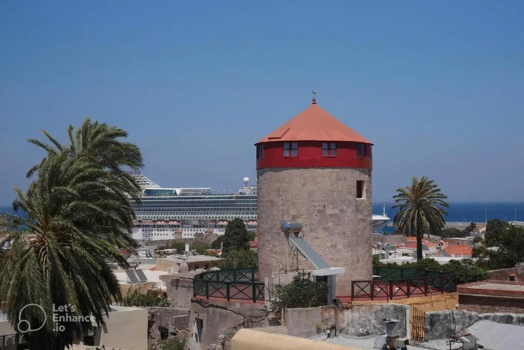 Image of A medieval windmill tower with magnificent view